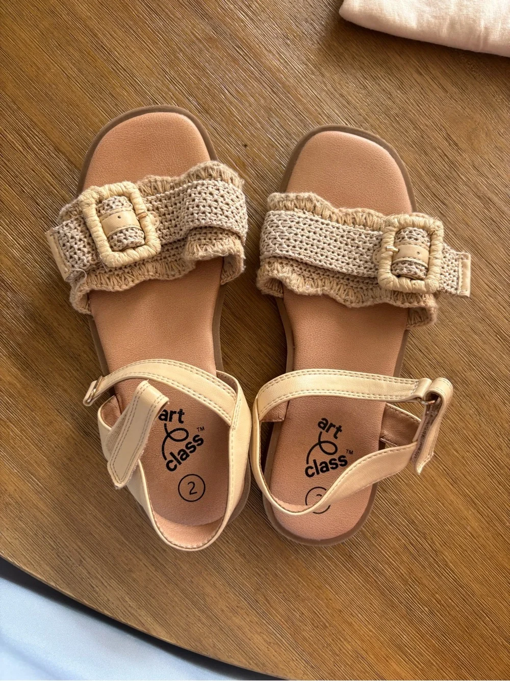 Art Class Kids' Tan Crochet Buckle Sandals size 2